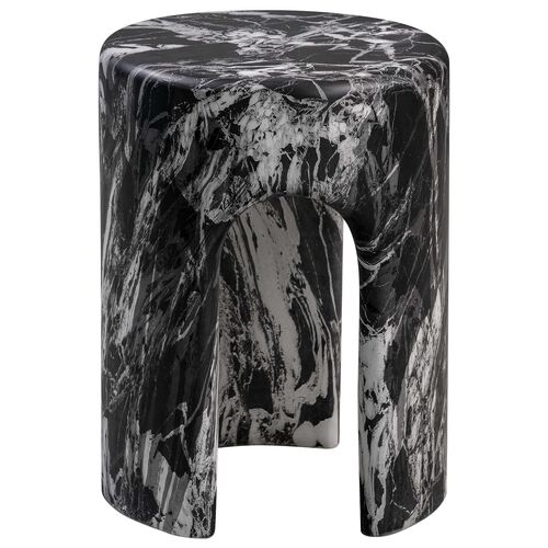 Briar Concrete Side Table, Black Marble