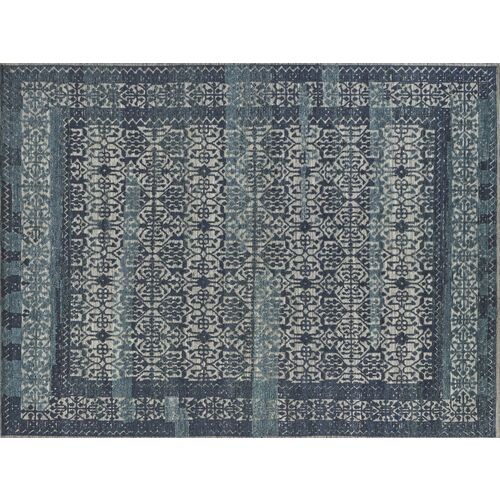 Cadence hand-knotted Rug, Navy Blue/Gray~P77649542