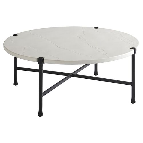 Pavlova Round Outdoor Cocktail Table, White/Black~P111120184