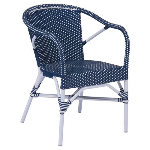 Madeleine Outdoor Dining Chair, Navy/White~P77570392