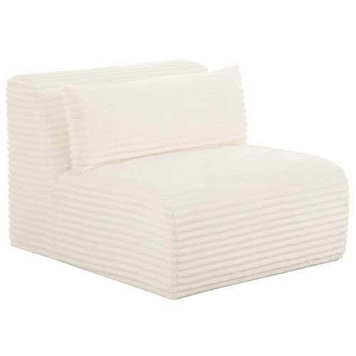 Phoenix Fluffy Oversized Corduroy Modular Armless Chair, Cream