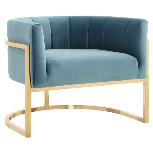 Tondela Accent Chair, Sea Blue Velvet~P62339674