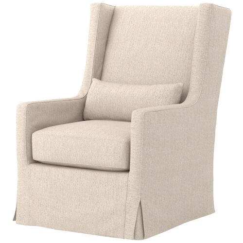 Dorinda Swivel Wingback Chair, Jette Linen
