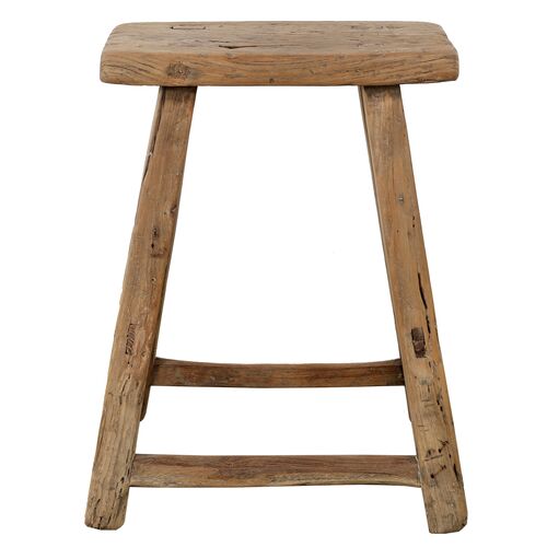 Vintage Rustic Stool (12"-20"W), Weathered