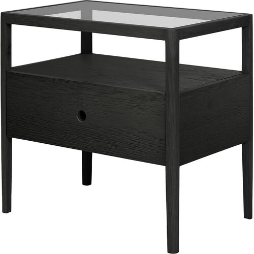 Spindle Bedside Table, Black 1 Drawer~P111123635