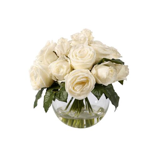 12'' Roses in Bubble Bowl, Faux~P75261961