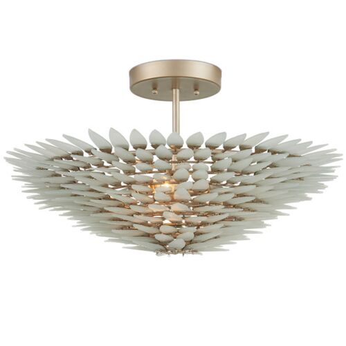 Dahlia Glass Semi Flush Mount, Frosted Contemporary Silver
