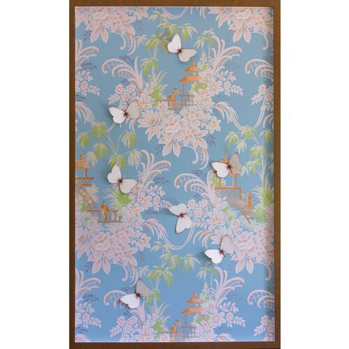 Dawn Wolfe, Blue & Pink Pagoda Wallpaper Panel~P77571820