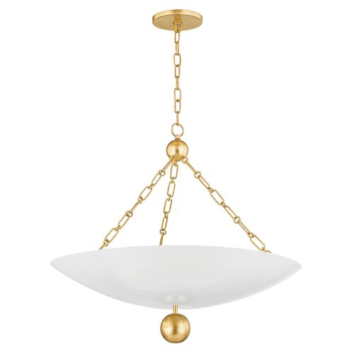 Delaney 21" Pendant, Vintage Gold Leaf/Soft White