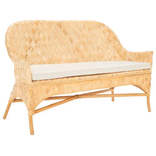 Torina Woven Sofa Bench, Natural/White