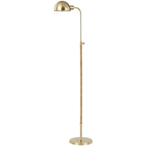 Devon Floor Task Lamp, Rattan/Aged Brass