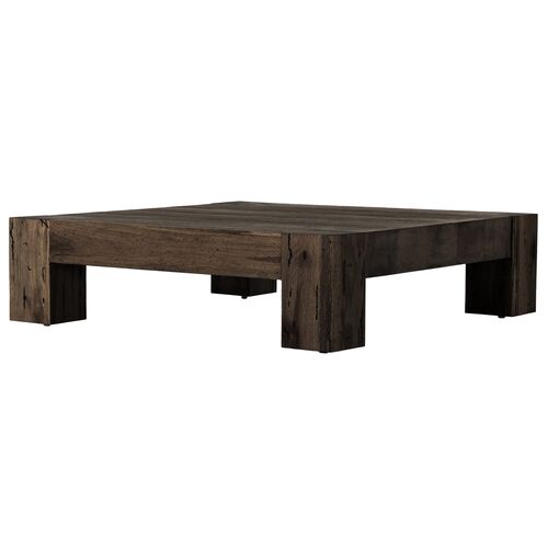 Zuri Coffee Table, Ebony Rustic Wormwood Oak