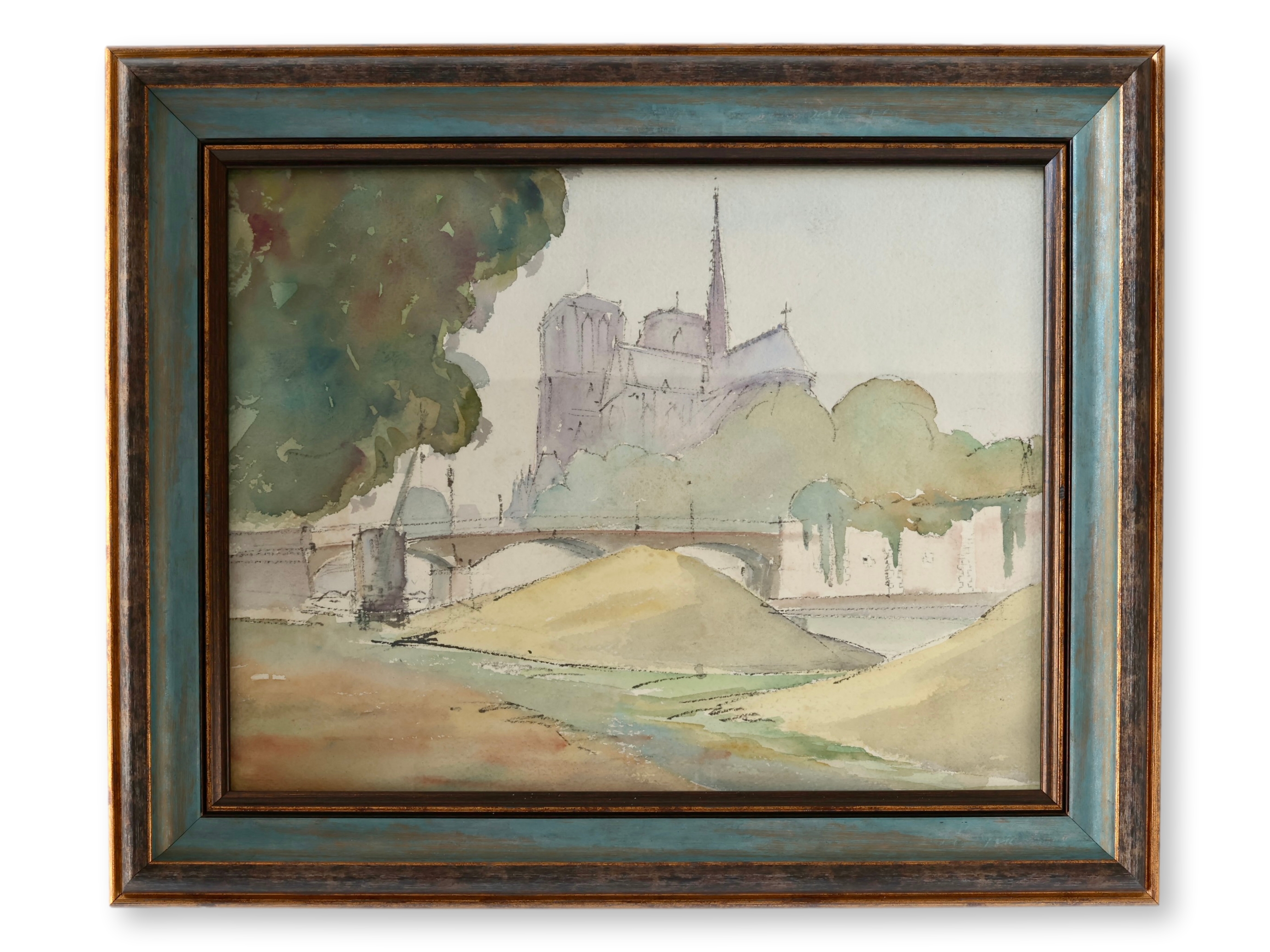 French Watercolor of Paris, Notre Dame~P77718972