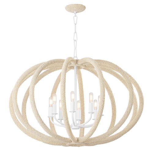 Riya Coconut Shell Beaded Chandelier, Ivory