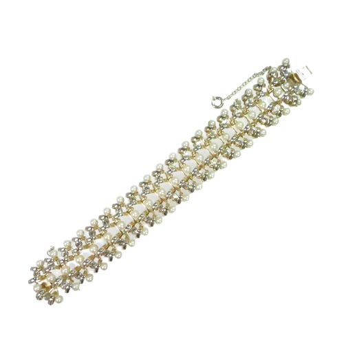 1950s Designer Pearl Crystal Bracelet~P77667445