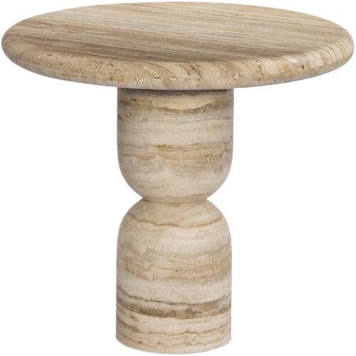 Figueroa Travertine End Table, Light Beige