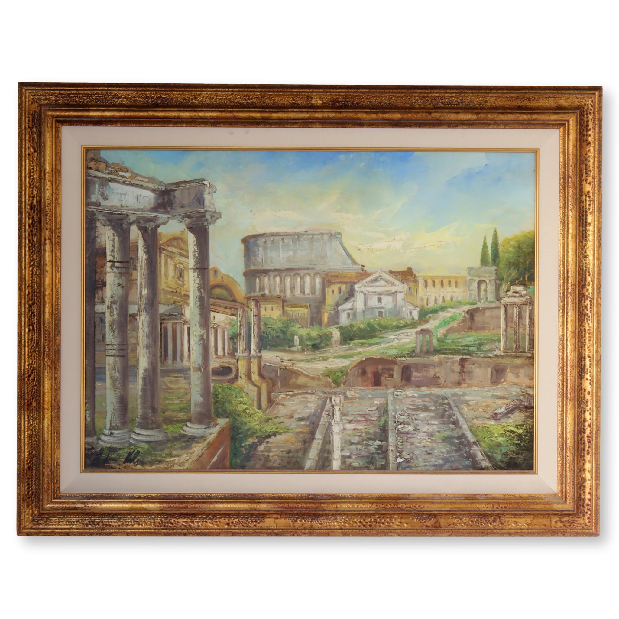 Midcentury Oil on Canvas Roman Forum~P77662161