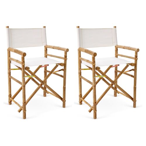 S/2 Director's Bamboo Chairs, White~P77405944