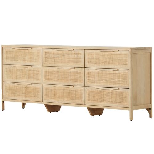 Selena Cane 9-Drawer Dresser, Natural Mango