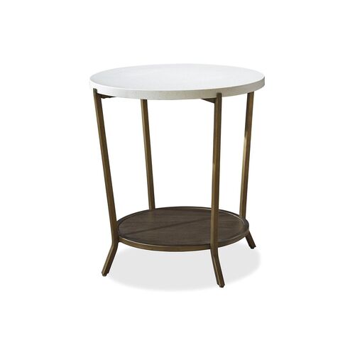 Playlist Round Side Table, White/Java Gray~P77149499