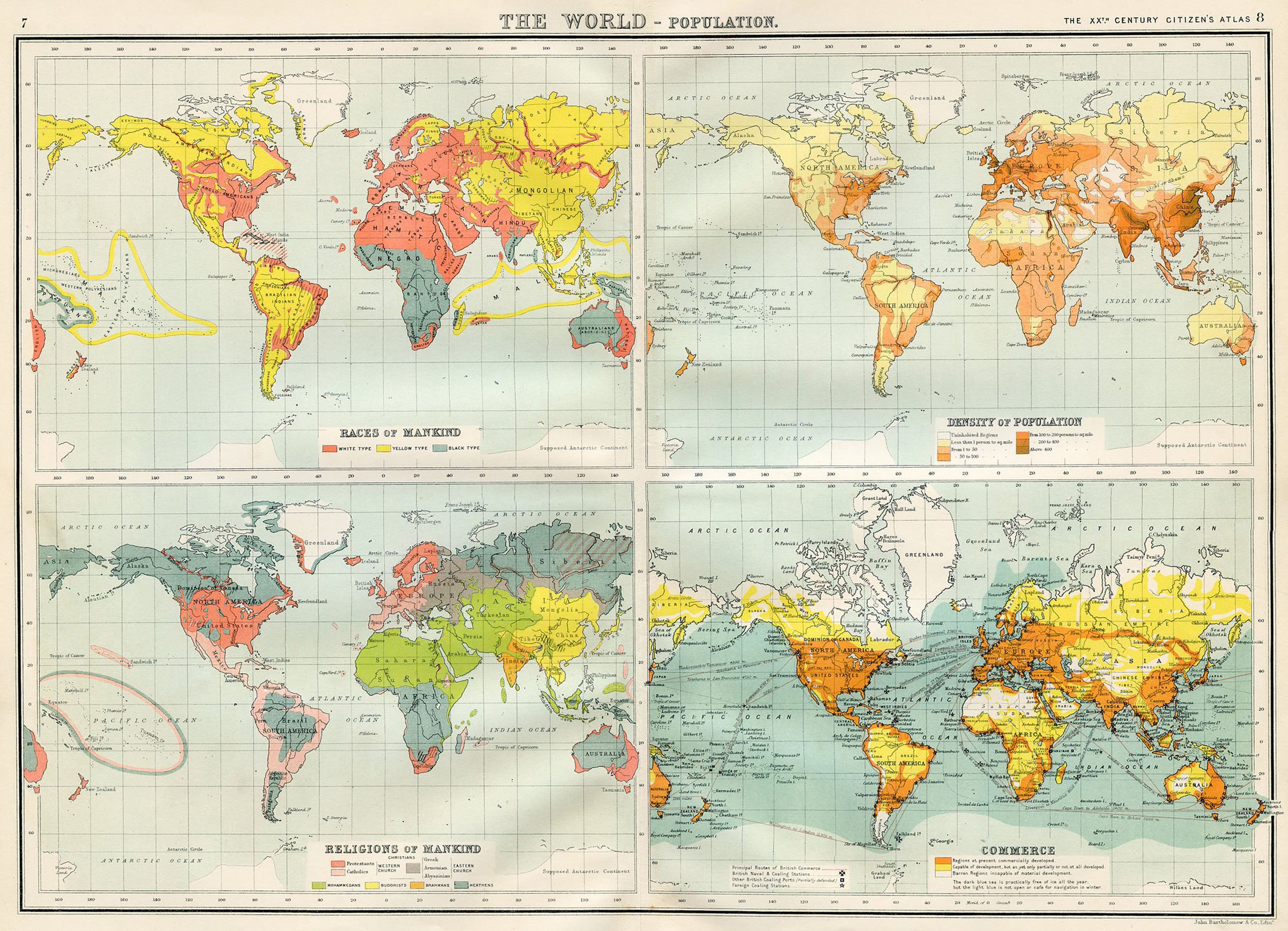 Population of the World Map, 1900~P77574575