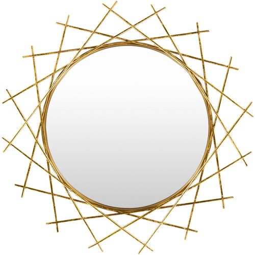 Rae Round Wall Mirror, Gold~P77628458