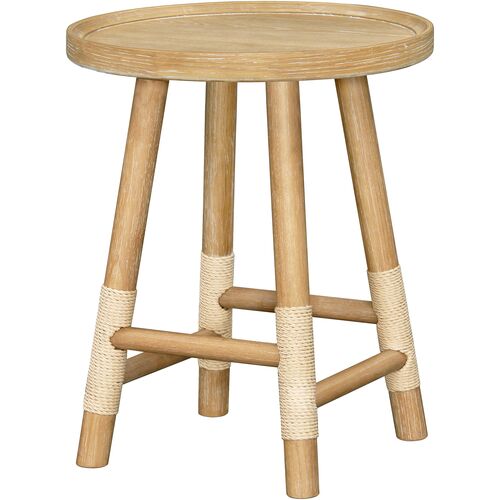Esmarca Wooden Cord Wrapped End Table, Natural Esmarca Wooden Cord Wrapped End Table, Natural
