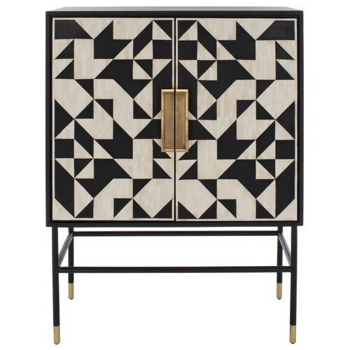 Tavia 3-Shelf Bar Cabinet, Black/White Tavia 3-Shelf Bar Cabinet, Black/White