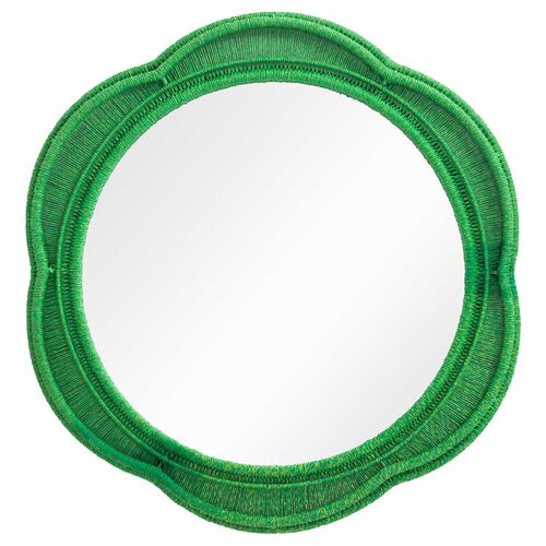Riven Hand-Wrapped Spun Paper Cord Round Wall Mirror