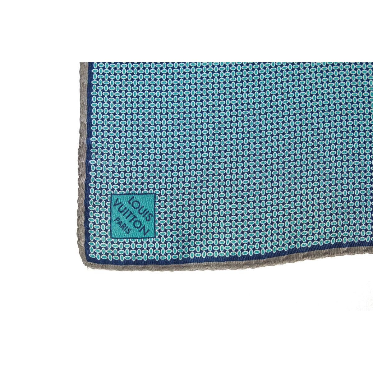 Vuitton Blue/Gray Silk Pocket Square - Vintage Lux