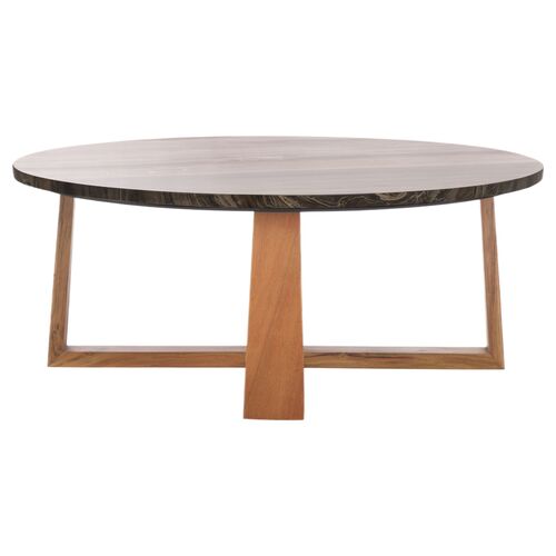 Elarann Marble Top Coffee Table, Brown/Natural