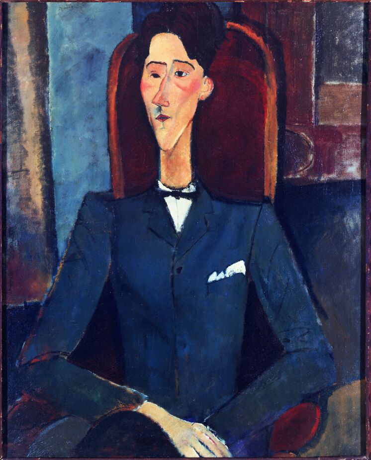 Modigliani painted this portrait of poet Jean Cocteau in 1916. Cocteau later wrote, “It does not look like me, but it does look like Modigliani, which is better.” (If you search for photos of Cocteau, however, it’s apparent that the portrait does capture him and, according to peers of both men, Cocteau’s self-satisfaction and vanity as well.)
