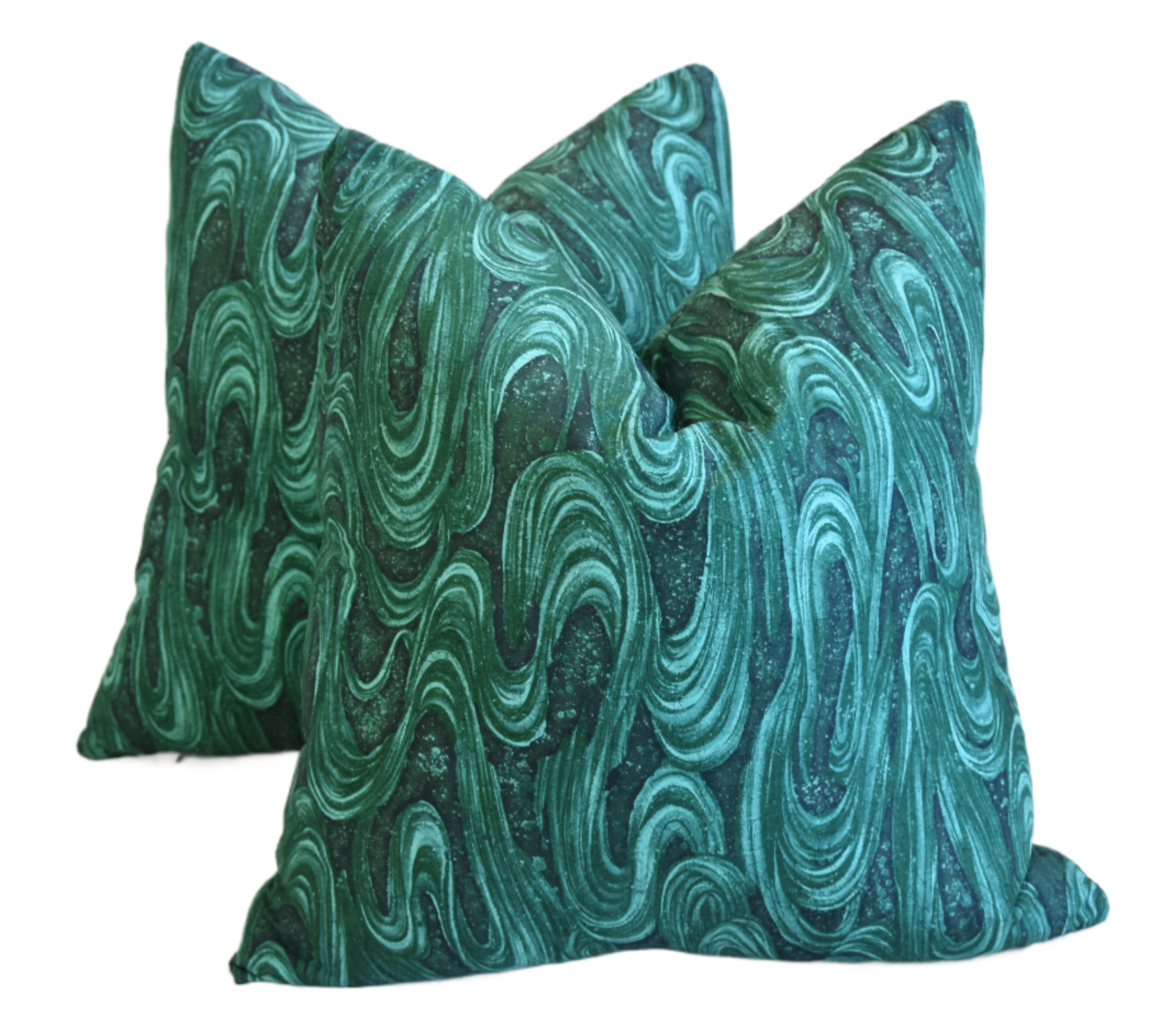 Green Malachite Swirl Pillows, Pair~P77697891