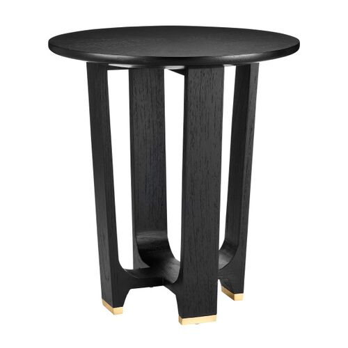Blake Accent Table, Matte Caviar Black/Polished Brass