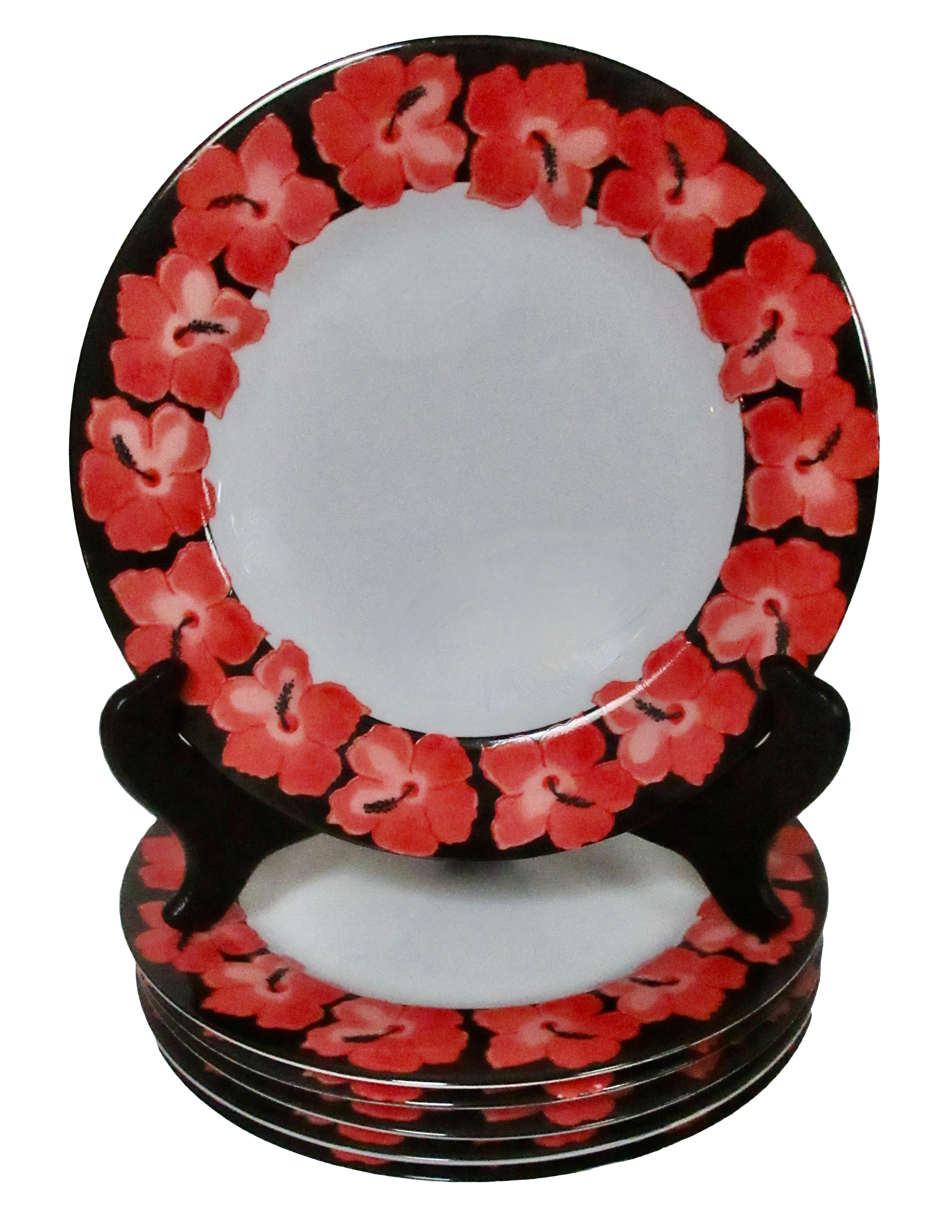 Taitu Porcelain Hibiscus Plates Set of 6~P77644502