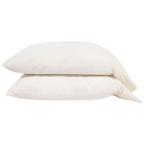 Como Ladder Stitch Cotton Sateen Pillowcase Set