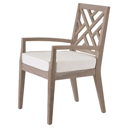 Coastal Living Saanvi Outdoor Dining Chair, Weathered Teak/White