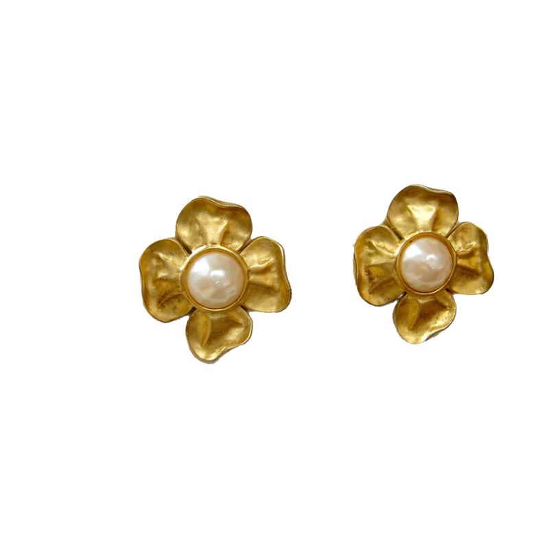 Givenchy Gold Baroque Pearl Earrings