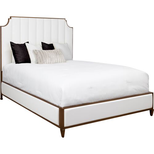 Luisa Upholstered Bed, White/Copper~P77659576