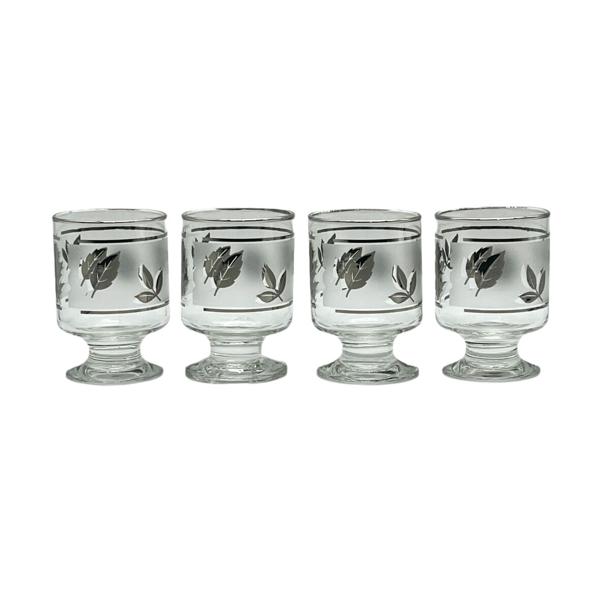 Vintage Libbey Silver Leaf Drinking Glasses Set of 4 Mixed Drinks