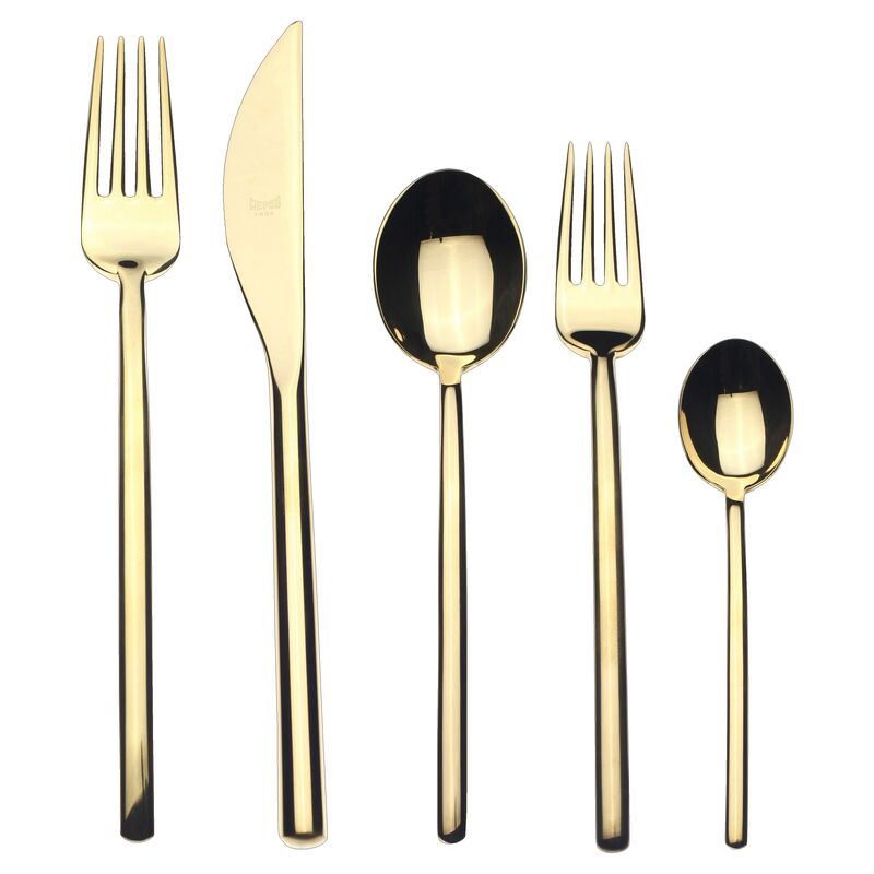 5-Pc Oro Due Place Setting, Gold