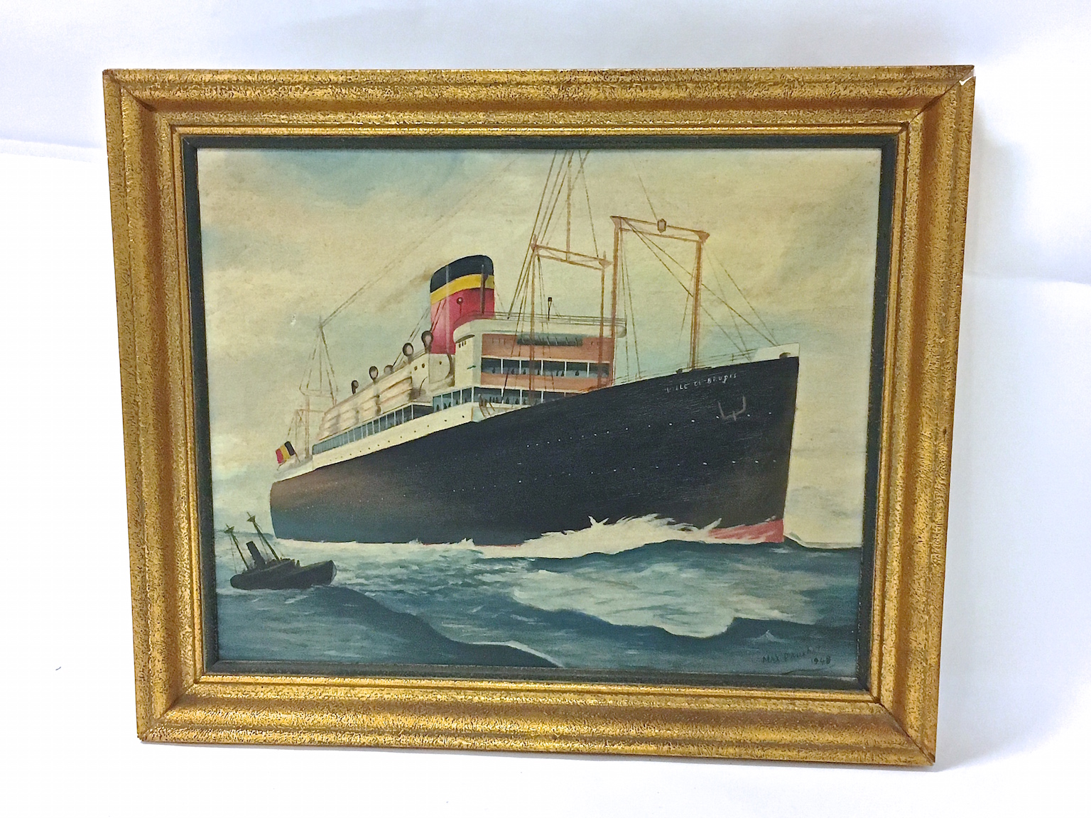 Oil On Canvas Of A Steamship~P77662885