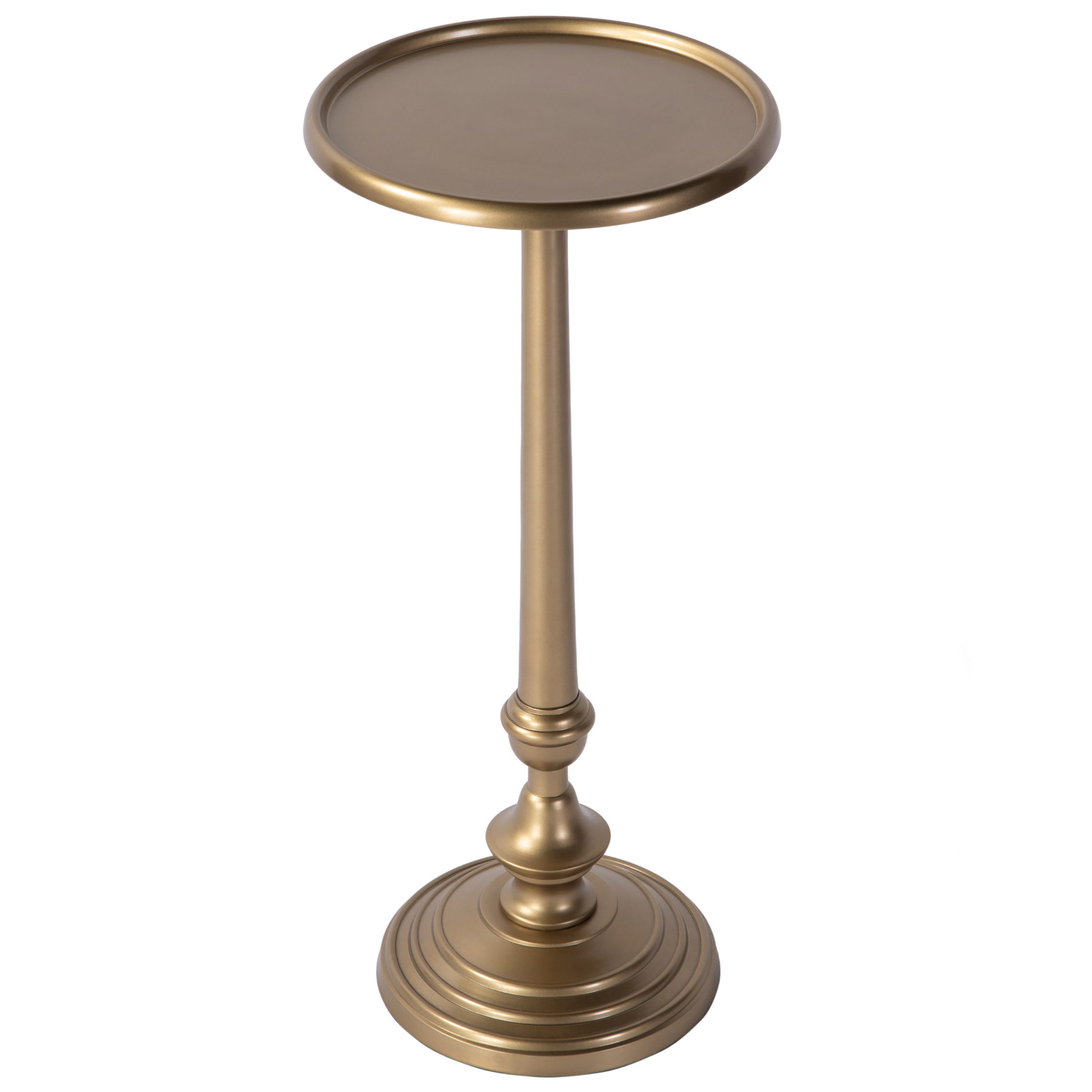Solene Round Pedestal Base End Table, Antique Gold