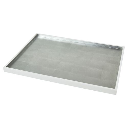 Small Silver Bottom Tray, White~P77641213