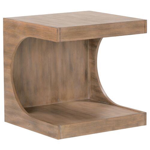 Kiki Rift Cut Oak End Table, Driftwood