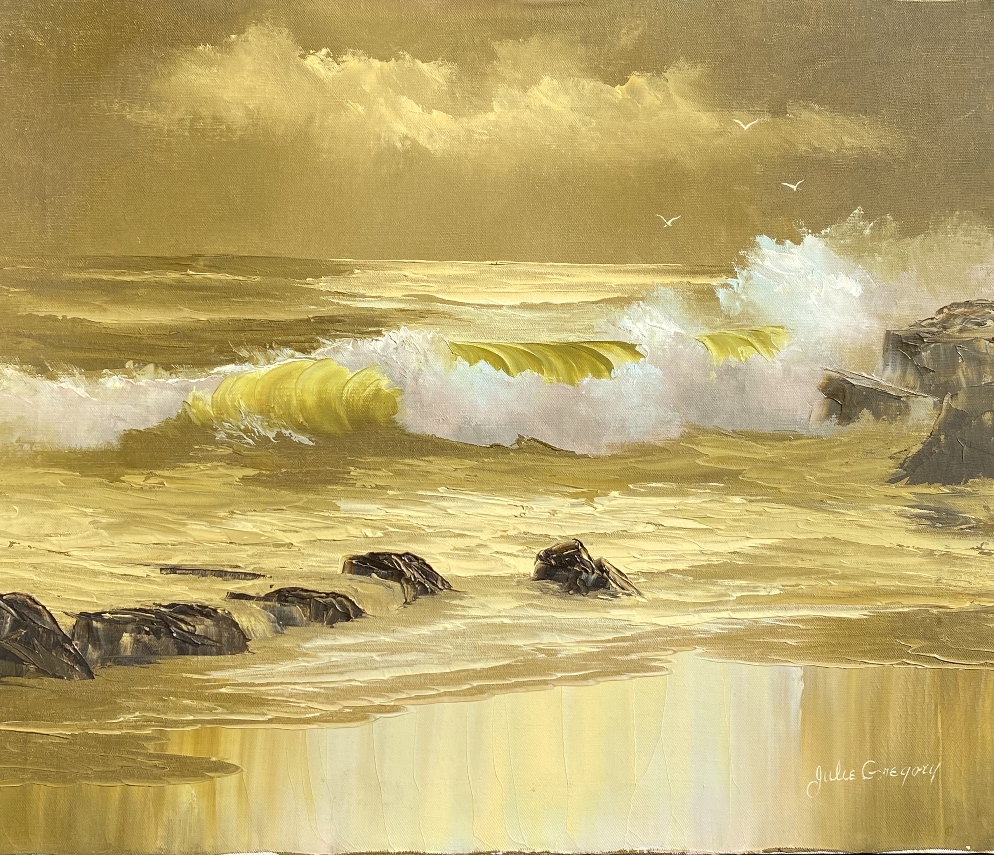 'Sunset Seascape', Luminous Hawaiian Oil~P77669291