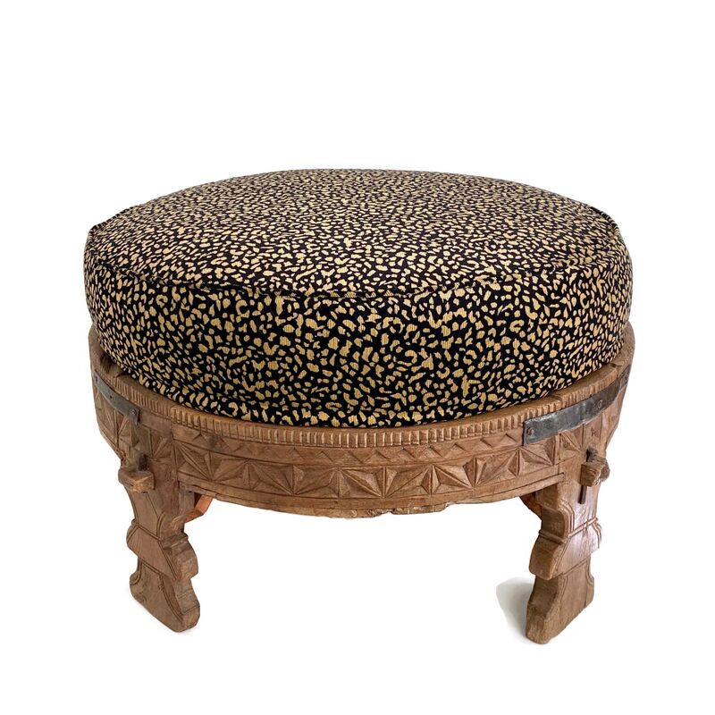Antique Indian Chakki Low Table Ottoman