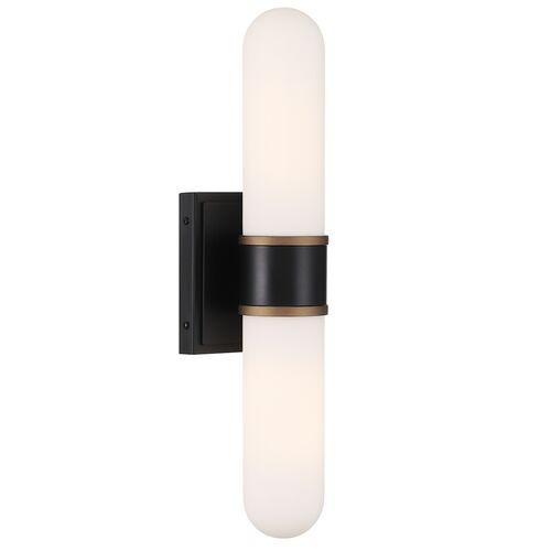 Brian Patrick Flynn Capsule 2-Light LED Wall Sconce, Matte Black/Textured Gold Brian Patrick Flynn Capsule 2-Light LED Wall Sconce, Matte Black/Textured Gold