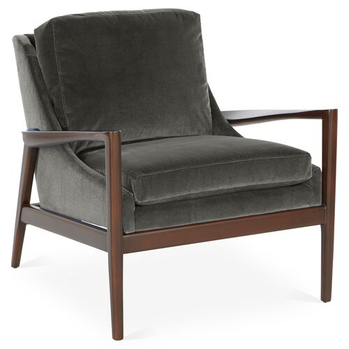 Ebonwood Accent Chair, Charcoal Velvet~P77451603