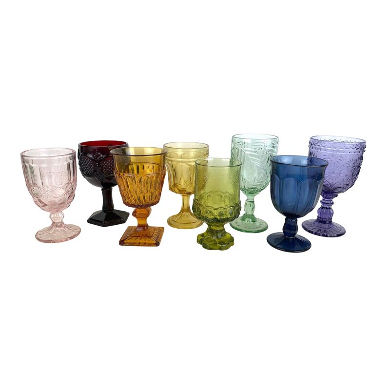 rainbow goblets set of 4 mismatched goblets Vintage set of rainbow goblets